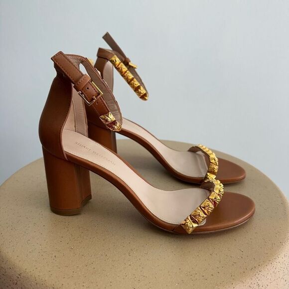 Stuart Weitzman Women’s Rosemarie Studded Leather Sandals - Picture 2 of 10